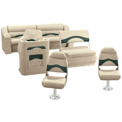 Toonmate Premium Pontoon Furniture Package, Pontoon Fishing Group, Mocha/Green